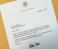 8 novembre 2019 - Une lettre de la Maison Blanche...